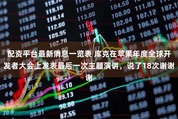 配资平台最新消息一览表 库克在苹果年度全球开发者大会上发表最后一次主题演讲，说了18次谢谢